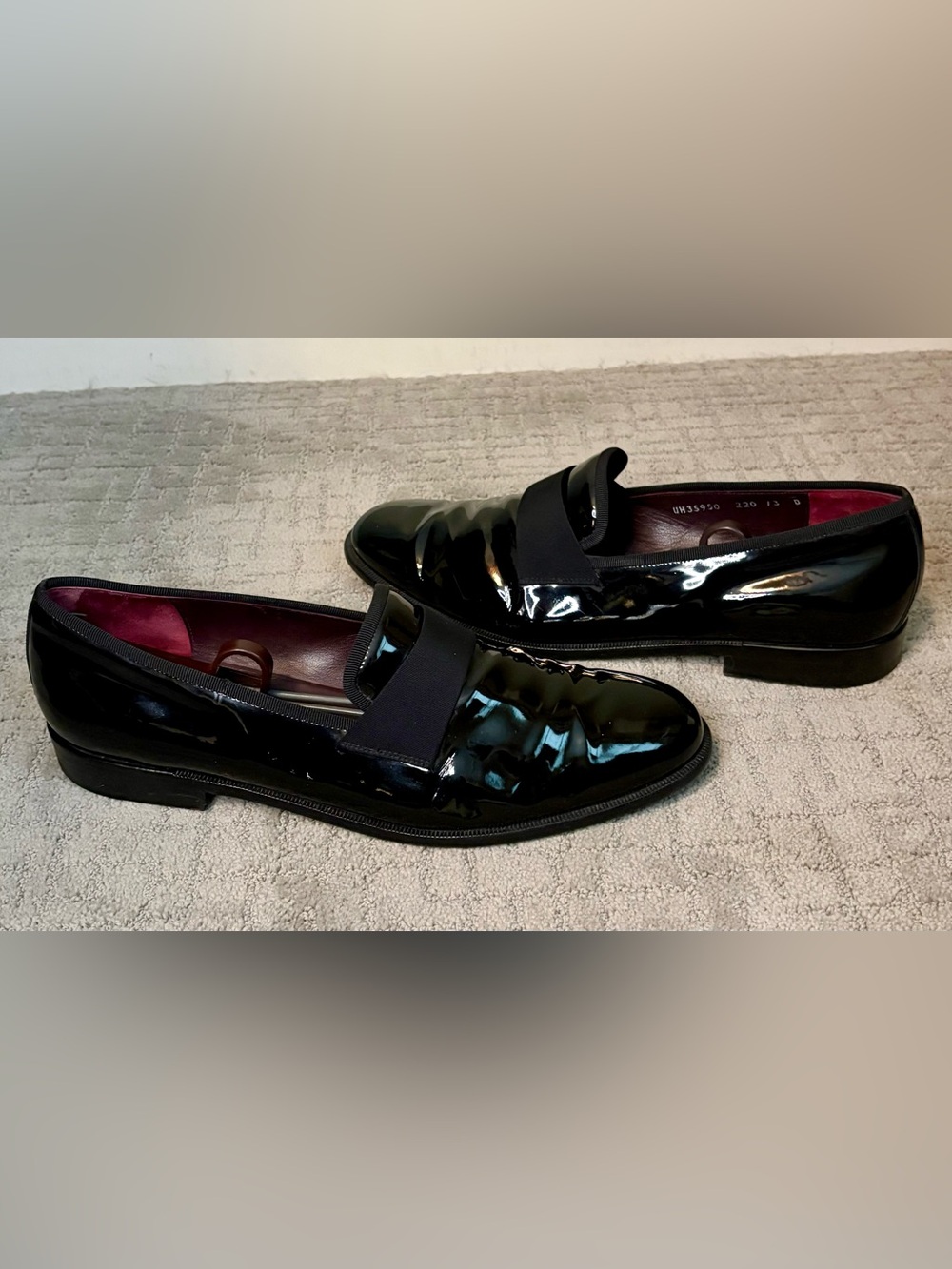 MINT Salvatore Ferragamo Black Patent Leather Tuxedo Loafers Size 12